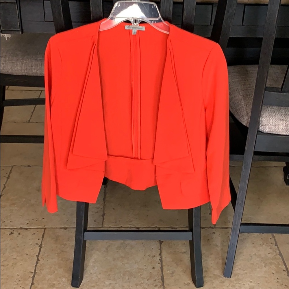 Coral red crop blazer